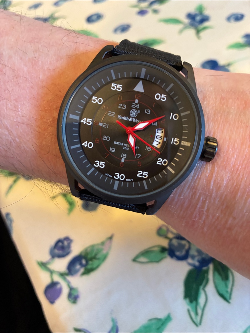 Smith & Wesson Black Tactical Men's Watch with Red Accents